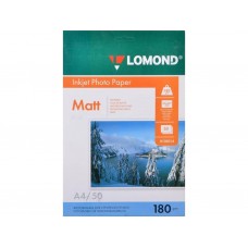 Фотобумага LOMOND Одностороняя Матовая, 180г/м2, A4 (21X29,7см)/50л. для струйной печати. арт.:0102014