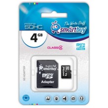Флеш карта microSD 4GB Smart Buy microSDHC Class 10 (SD адаптер) арт.:SB4GBSDCL10-01