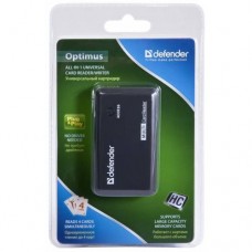 Defender Кардридер OPTIMUS, до 4 типов карт одновременно + кабель USB 2.0 A(M) - MiniB (M) длина 1 м. арт.:83501