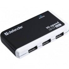 Defender Разветвитель QUADRO INFIX USB2.0 - 4 порта, скор. - до 480 Мбит/с, + кабель USB 2.0 A(M) - MiniB (M) - 1м. арт.:83504