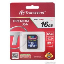 Флеш карта SD 16GB Transcend SDHC Class 10 UHS-1 Premium арт.:TS16GSDU1