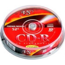 Диск CD-R VS 700 Mb, 52x, Cake Box (10), Printable (10/200) арт.:VSCDRIPCB1001