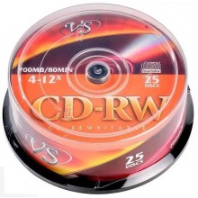 Диск CD-RW VS 700 Mb, 12x, Cake Box (25), (25/250) арт.:VSCDRWCB2501