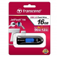 Флеш накопитель 16GB Transcend JetFlash 790, USB 3.1, Черный/Синий арт.:TS16GJF790K