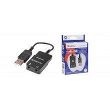 Defender Кабель-переходник / Аудиовход: 2 x 3.5 мм jack/ Аудиовыход: USB / встроенная звуковая карта. арт.:63002