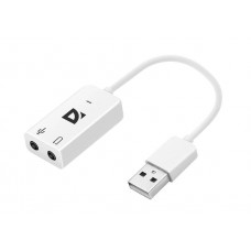 Defender Кабель-переходник / Аудиовход: 2 x 3.5 мм jack/ Аудиовыход: USB / встроенная звуковая карта. арт.:63002