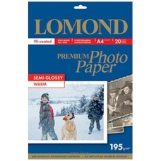 Фотобумага ПРЕМИУМ для стр.печати LOMOND А4, 195 г/м2 односторонняя Warm Semi- Glossy (20л) арт.:1101307