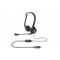 Logitech Гарнитура PC960 Headset, для контактных центров, регулятор громкости, выкл. микрофона, USB, 2.4 м, черный. арт.:981-000100