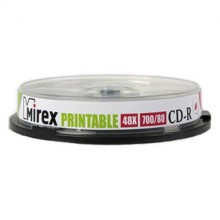 Диск CD-R Mirex 700 Mb, 48х, Cake Box (10), Ink Printable (10/300) арт.:UL120038A8L