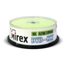 Диск DVD-RW Mirex 4.7 Gb, 4x, Cake Box (25), (25/300) арт.:UL130032A4M