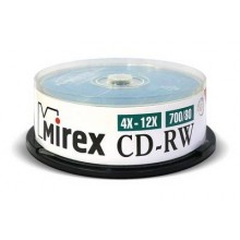 Диск CD-RW Mirex 700 Mb, 12х, Cake Box (25), (25/300) арт.:UL121002A8M