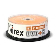 Диск DVD+R Mirex 4.7 Gb, 16x, Cake Box (25), (25/300) арт.:UL130013A1M