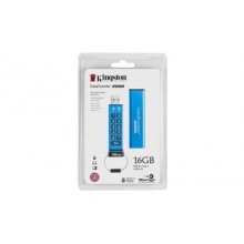 Kingston Technology Флеш накопитель 16GB Kingston DataTraveler 2000 USB 3.0, кнопочное шифрование, Бирюзовый арт.:DT2000/16GB