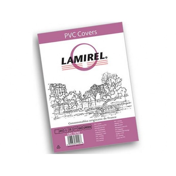 Fellowes Обложки Lamirel Transparent A4, PVC, зеленые, 150мкм, 100 шт. арт.:LA-78782