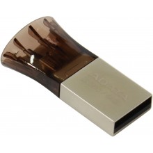 Флеш накопитель 64GB A-DATA DashDrive UC330 OTG, USB 2.0/MicroUSB, Серебро/Черный арт.:AUC330-64G-RBK