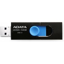 Флеш накопитель 64GB A-DATA UV320, USB 3.2, Черный/Голубой арт.:AUV320-64G-RBKBL