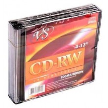 Диск CD-RW VS 700 Mb, 12x, Slim Case (5), (5/200) арт.:VSCDRWSL501