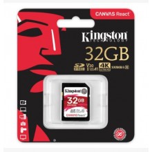 Kingston Technology Флеш карта SD 32GB Kingston SDHC Class 10 UHS-I U3 V30 Canvas React 70Mb/s арт.:SDR/32GB