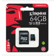 Kingston Technology Флеш карта microSD 64GB Kingston microSDXC Class UHS-I U3 V30 Canvas Go (SD адаптер) 45MB/s арт.:SDCG2/64GB