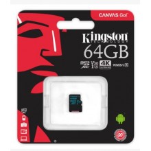 Kingston Technology Флеш карта microSD 64GB Kingston microSDXC Class UHS-I U3 V30 Canvas Go 45MB/s арт.:SDCG2/64GBSP