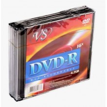 Диск DVD-R VS 4.7 Gb, 16x, Slim Case (5), (5/200) арт.:VSDVDRSL501