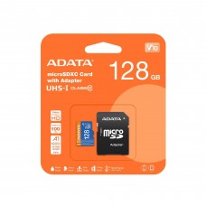Флеш карта microSD 128GB A-DATA Premier microSDXC Class 10 UHS-I A1 V10 100/25 MB/s (SD адаптер) арт.:AUSDX128GUICL10A1-RA1