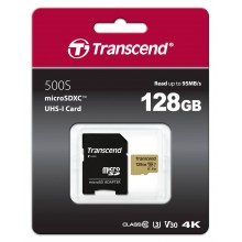 Флеш карта microSD 128GB Transcend microSDXC Ultimate UHS-I U3, V30, (SD адаптер), MLC арт.:TS128GUSD500S