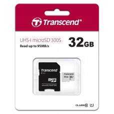 Флеш карта microSD 32GB Transcend microSDHC Class 10 UHS-1 U1, (SD адаптер), TLC арт.:TS32GUSD300S-A