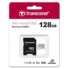 Флеш карта microSD 128GB Transcend microSDXC Class 10 UHS-I U3, V30, A1, (SD адаптер), TLC арт.:TS128GUSD300S-A
