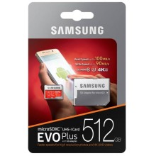 Флеш карта microSD 512GB SAMSUNG EVO PLUS microSDХC Class 10, UHS-I, U1 (SD адаптер) 100MB/s,90MB/s арт.:MB-MC512GA/RU