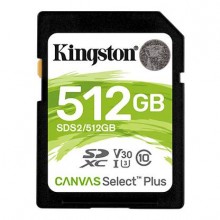 Kingston Technology Флеш карта SD 512GB Kingston SDXC Class 10 UHS-I U3 V30 Canvas Select Plus 100Mb/s арт.:SDS2/512GB