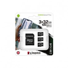 Kingston Technology Флеш карта microSD 32GB Kingston microSDHC Class 10 UHS-I U1 Canvas Select Plus (SD адаптер) 100MB/s Three Pack арт.:SDCS2/32GB-3P1A