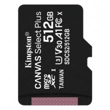 Kingston Technology Флеш карта microSD 512GB Kingston microSDXC Class 10 UHS-I U3 Canvas Select Plus 100MB/s арт.:SDCS2/512GBSP