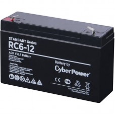 Аккумуляторная батарея CyberPower RC 6-12 6В/12Ач, клемма F1 (97х43х53мм (59мм); 1,85кг; Срок службы 6лет)