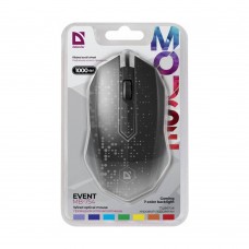 Defender Мышь проводная оптическая Event MB-754 7цветов,3кнопки,1000dpi,черный арт.:52754