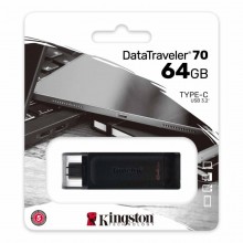 Kingston Technology Флеш накопитель 64GB Kingston DataTraveler 70, USB 3.2, Черный Type-C арт.:DT70/64GB