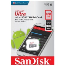 Флеш карта microSD 128GB SanDisk microSDXC Class 10 Ultra UHS-I 100MB/s арт.:SDSQUNR-128G-GN6MN