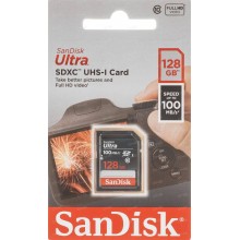 Флеш карта SD 128GB SanDisk SDXC Class 10 UHS-I U1 Ultra 100MB/s арт.:SDSDUNR-128G-GN3IN