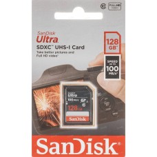 Флеш карта SD 128GB SanDisk SDXC Class 10 UHS-I Ultra 100MB/s арт.:SDSDUNR-128G-GN3IN