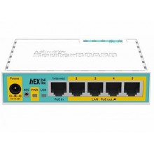 MikroTik RB750UPr2 Маршрутизатор hEX PoE lite, 5 портов, WAN/LAN 5x100 Мбит/с, USB 2.0 x1, IPv6, Passive PoE