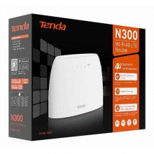 Tenda 4G03 Wi-Fi Роутер N300, 2,4 ГГц до 300 Мбит/с, LTE/3G/4G до 150 Мбит/с, SIM-слот, 4 внутренние антенны