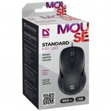 Defender Мышь проводная оптическая Standard MB-580 черный, 3 кнопки,1000 dpi. арт.:52580