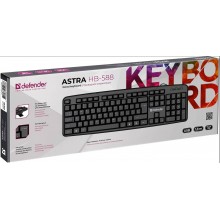 Defender Клавиатура проводная Astra HB-588 RU, полноразмерная, 104 кл., черный, USB, 1,8 м. арт.:45588