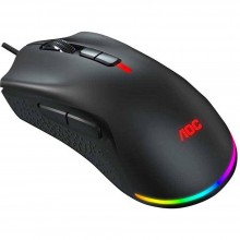 AOC Мышь игровая GM530B, RGB-подсветка, 7 клавиш, USB кабель 1,8 м, чёрный.