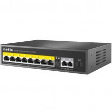 Netis P110GH Коммутатор неуправляемый PoE+, 10 портов, 10x100 Мбит/с, PoE+ 8х30 Вт (до 120Вт), Uplink RJ45 2*1 Гбит/с