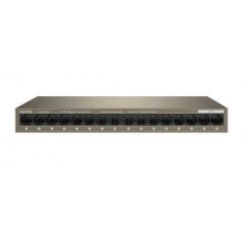 Tenda TEG1016M Коммутатор неуправляемый, 16 портов, 16x1 Гбит/с, настольный, металлический корпус