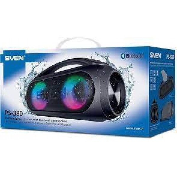 SVEN PS-380, черный (40 Вт, Waterproof (IPx5), TWS, Bluetooth, FM, USB, 3000мА*ч) арт.:SV-021290