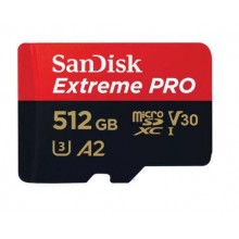 Флеш карта microSD 512GB SanDisk microSDXC Class 10 UHS-I A2 C10 V30 U3 Extreme Pro (SD адаптер) 200MB/s арт.:SDSQXCD-512G-GN6MA