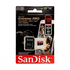 Флеш карта microSD 128GB SanDisk microSDXC Class 10 UHS-I A2 C10 V30 U3 Extreme Pro (SD адаптер) 200MB/s арт.:SDSQXCD-128G-GN6MA