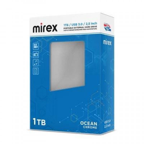 Внешний жесткий диск 1TB Mirex Ocean Chrome, 2,5